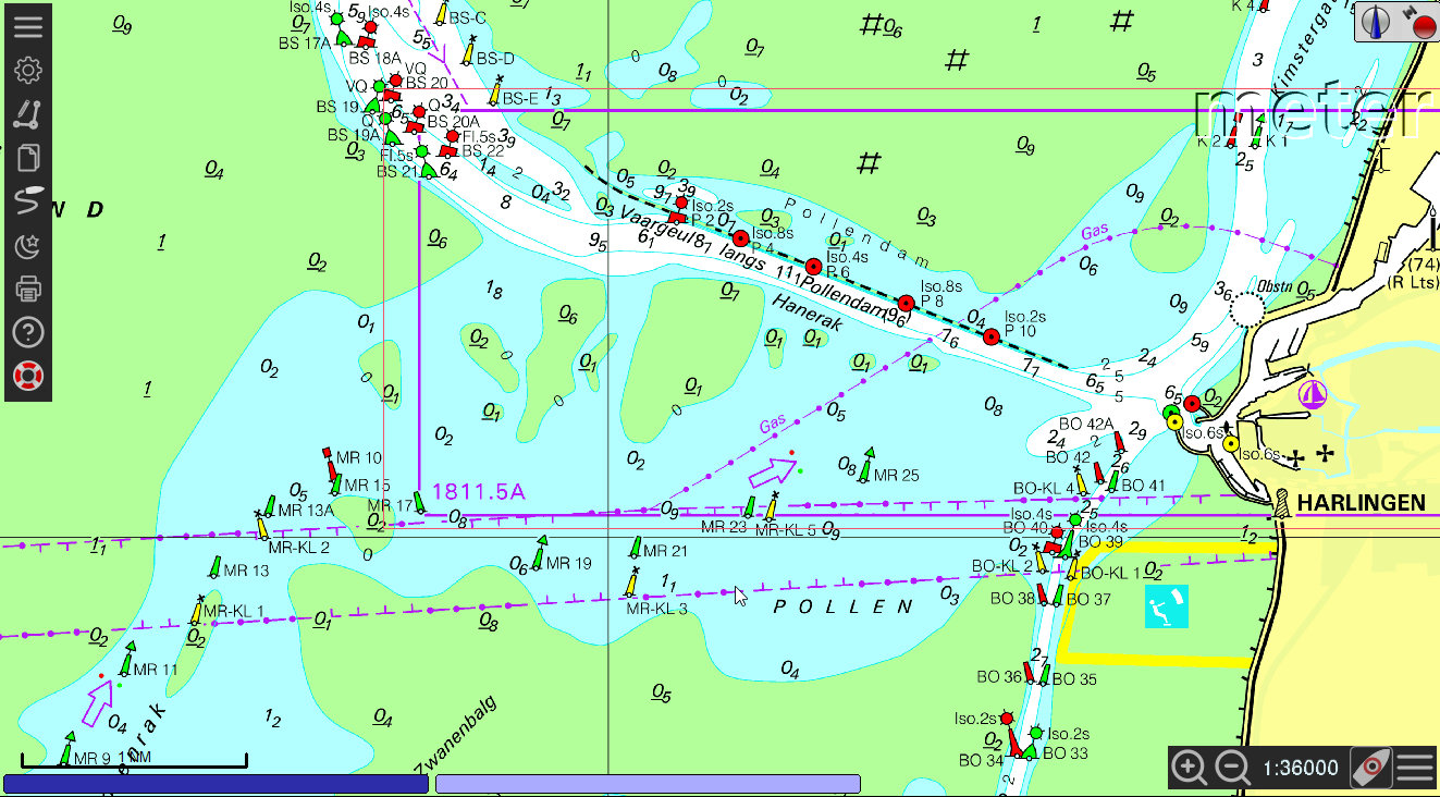1800-serie 1811 Waddenzee West Raster Waterkaarten
