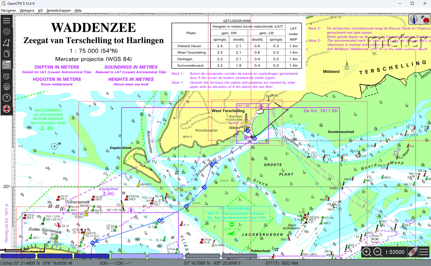 1800-serie 1811 Waddenzee West Raster Waterkaarten