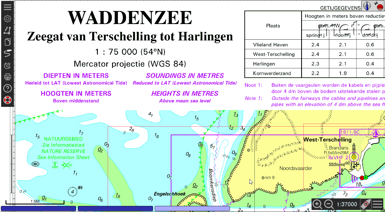 1800-serie 1811 Waddenzee West Raster Waterkaarten